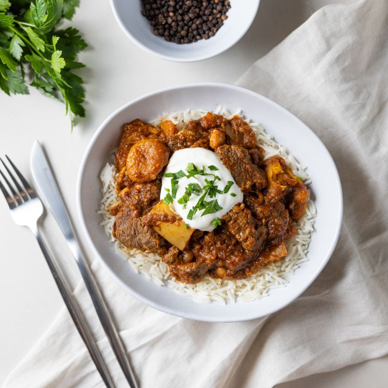 Moroccan Beef & Apricot Tagine with Basmati Rice